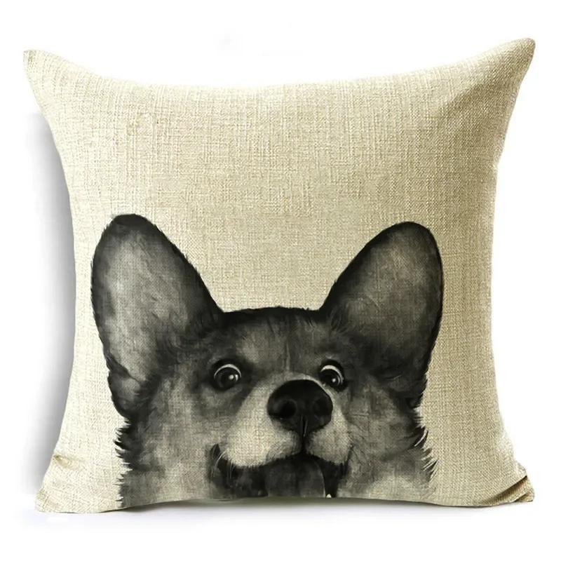 Black And White Collection Geometric Prints Linen Pillowcase Square Bedroom Car Decor Cushion Cover 40Cm/45Cm And 50Cm