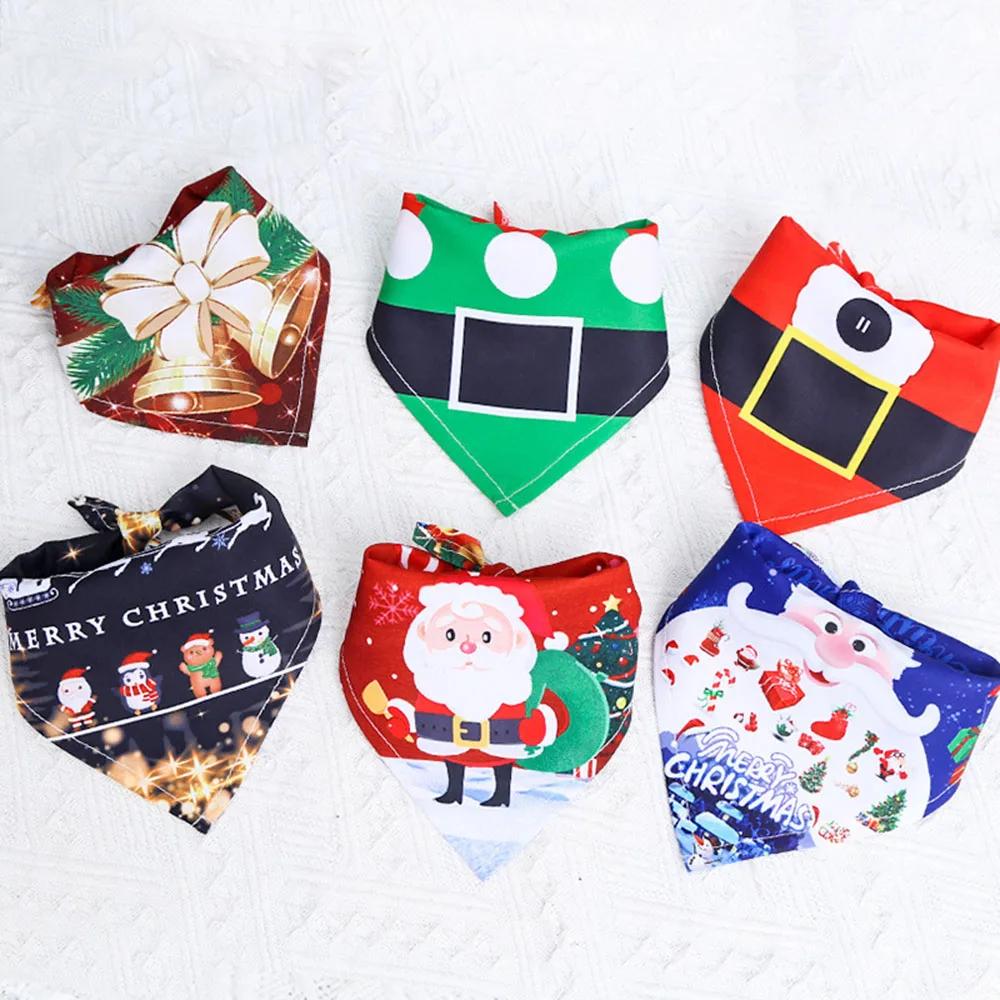 Christmas Dog Bandanas Santa Claus Dog Scarf For Boy And Girl Pet Holiday Bandana For Small Medium Dogs Puppy Triangular Bandage