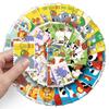 50 Hand-Painted Animal Doodle Stickers for Outdoor Travel, Water Bottles, and Phones