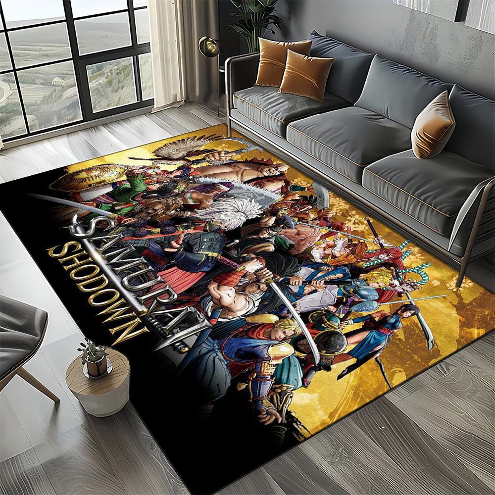 Retro Game Samurai Spirits Shodown Haohmaru Cartoon Carpet Rug for Living Room Bedroom Home Sofa Decoration,Non-slip Floor Mat