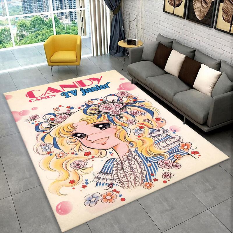 Cute Candy Candy Girl Cartoon Carpet Rug for Playroom Bedroom Living Room Sofa Home Decor,kid Game Area Rug Non-slip Floor Mat