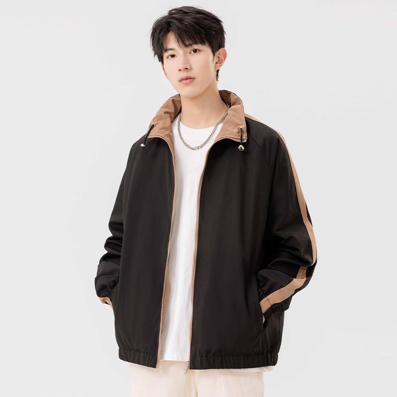 Jacket Men's Spring and Autumn New Men's and Women's Same Double-Sided Stand-Up Collar Jacket Trendy Outdoor Sports Casual Jacket