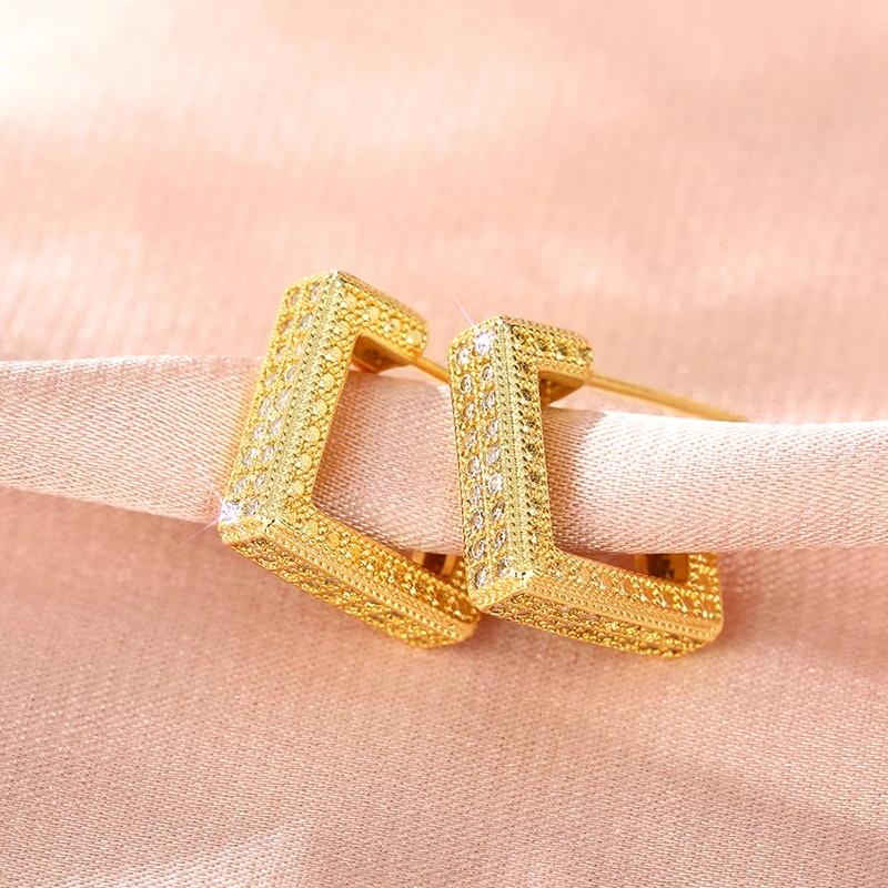 

Huitan Bling Bling Stud Earrings Simple Stylish Office Daily Wearable Ear Accessories Fresh Women Geometric Trendy Party