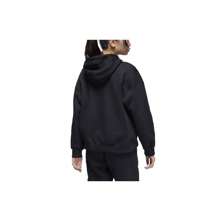 Jordan Alphabet-Aufdruck Lockere Langarm-Kapuzenpullover Damen Oberteile Schwarz FN5435-010