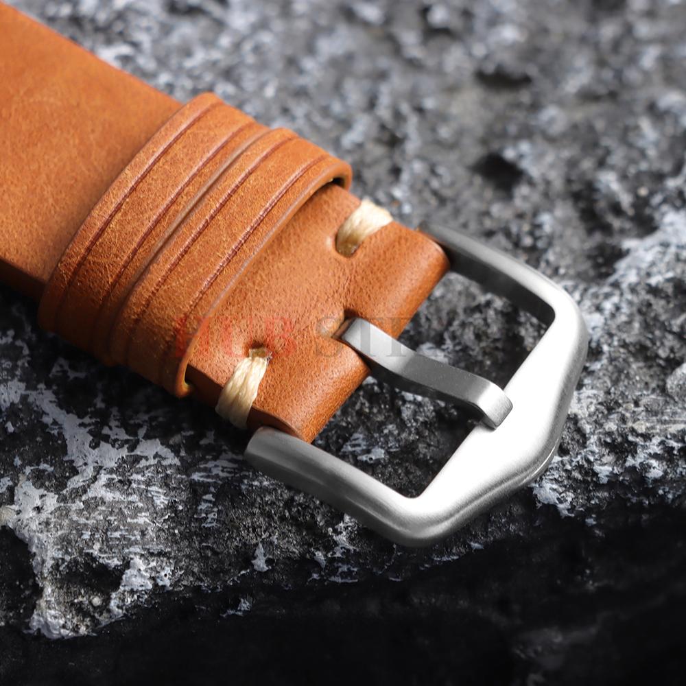 Handmade Genuine Leather Watchband Retro Brown Black 18/19/20/21/22mmSoft Men Women Vintage Bracelet First Layer Cowhide Bracele