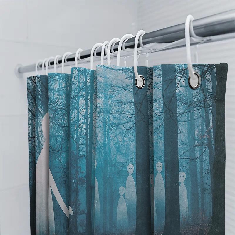 Spooky Forest Shower Curtain Halloween Gothic Horror Landscape Bathroom Decor Vintage Tapestry Wall Hanging Dark Academia Home D