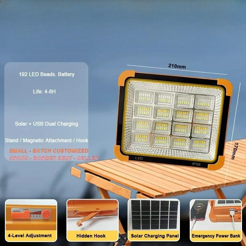Rechargeable Solar Street Lamp Outdoor LED Solar Flood Light External Solarlight Emergency Camping Light Type-C Hanging Lantern