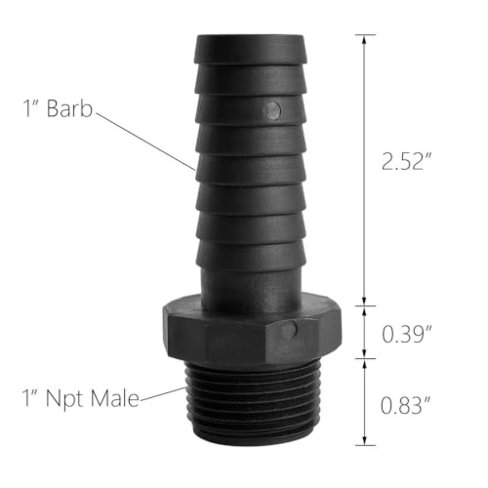 5PCS Plastic Hose Barb Fitting Adapters with NPT Male Connector Suitable for Wide Temperature Range and Pressure Conditions