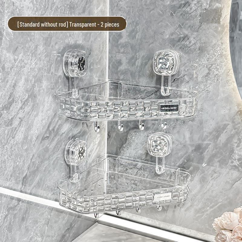 Punch-Free Bathroom Shower Storage Rack - Suction Cup Wall-Mounted Organizer