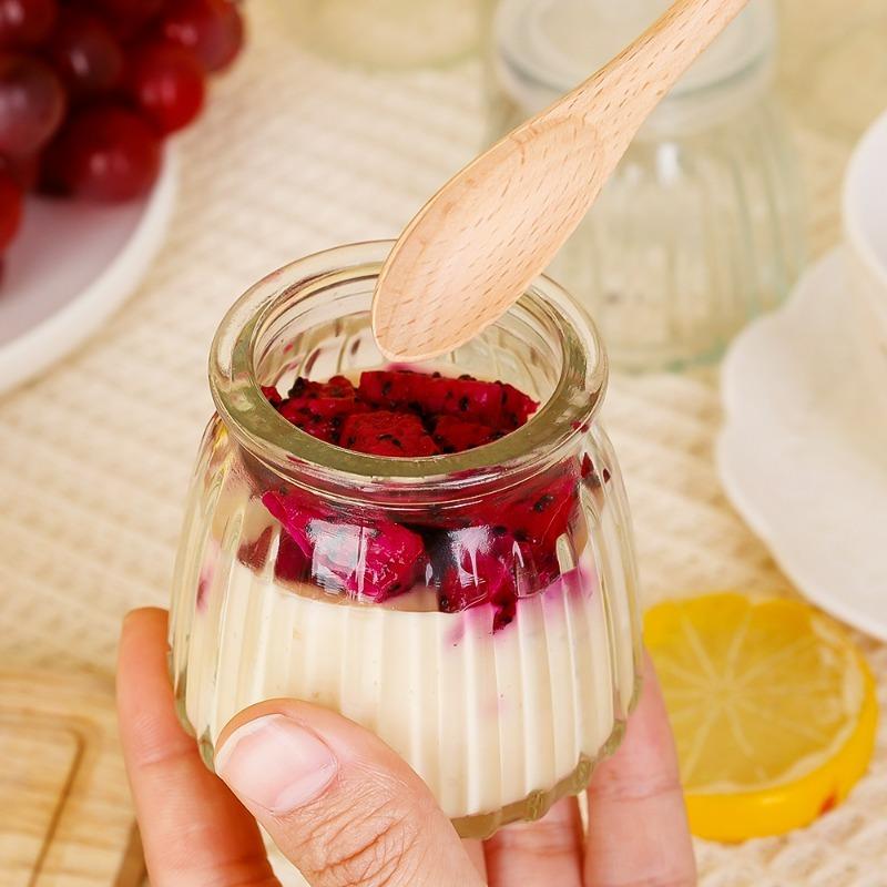 100/150/200ML Pudding Glass Bottle with PE Lids Clear Jars for Yogurt Jam Honey Home Kitchen Baking Accessories Creative Gifts