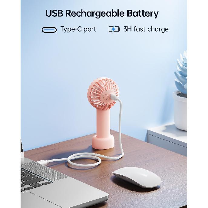 SWEETFULL Mini Portable Fan - Rechargeable Handheld Fan, 3 Speeds Personal Small Hand Gifts for Travel Essentials, Lash, Makeup, Eyelash, Kids,