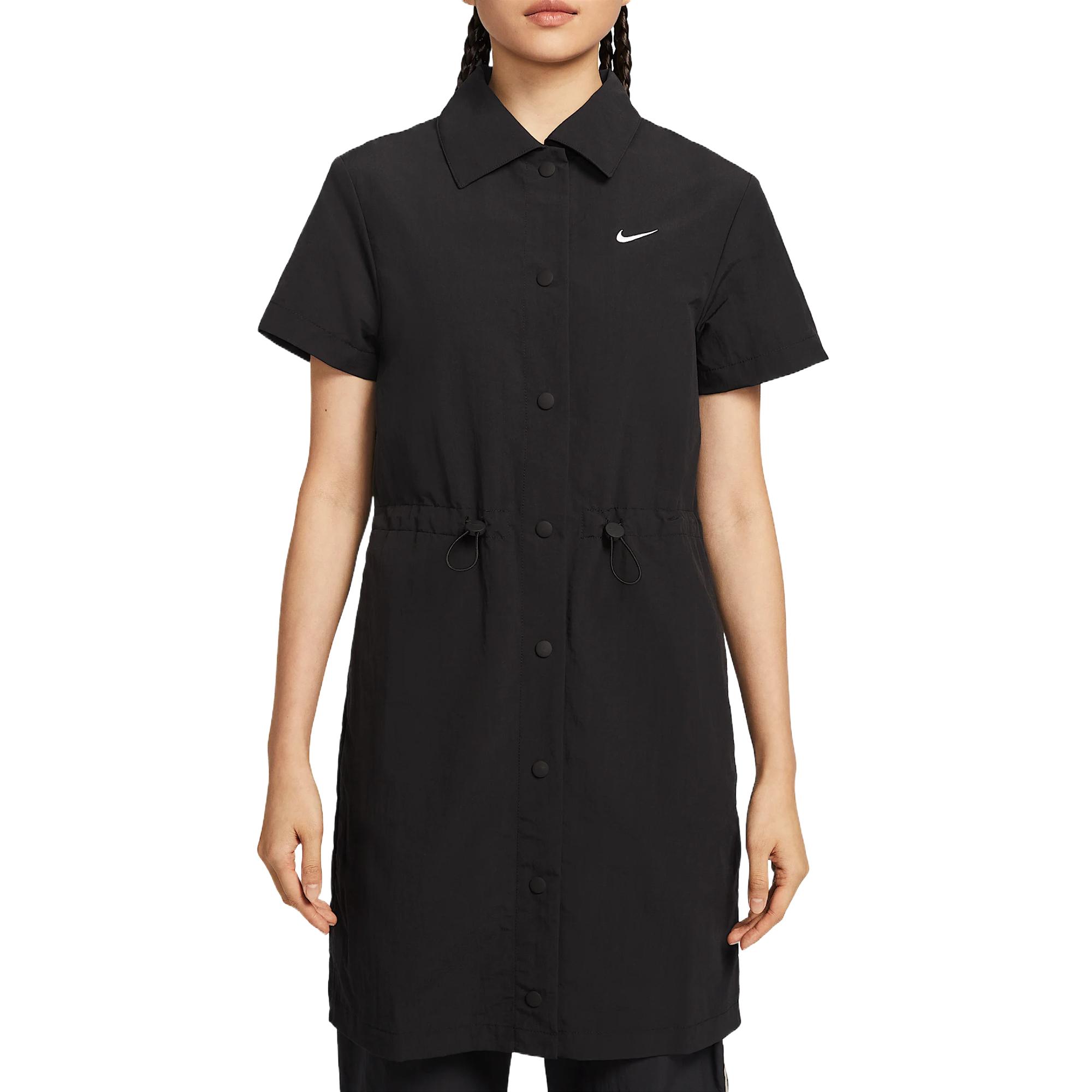 

Nike Sportswear Everything Wovens Fashion Simple Beautiful Trendy Short Sleeve Dress Women dresses Black HJ1145-010 L