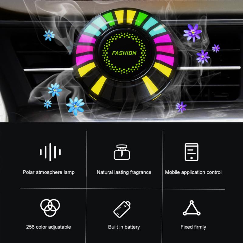 Car Music Rhythm Lamp Air Freshener RGB LED Strip Sound Control Voice Rhythm Atmosphere Light  256 Colors Option App Control