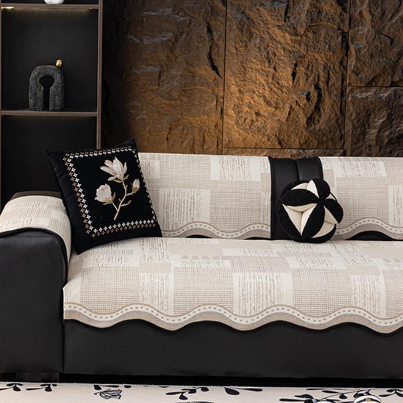 1pcs Irregular Sofa Cover Wear Resistant Non-Slip All-Season L Shape Couch Mat Breathable Home Couch Protector for Living Room