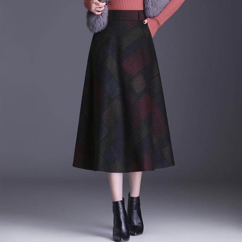 

Skirt Women s Fall and Winter 2024 New Arrival High Waist Mid Length Long Length Oversized Pleated Skirt Gingham A- line Large Hem Umbrella Skirt Color grid 2XL