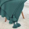 Knitted Throw Blanket Solid Color Tassels Plaid Crib for
