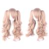 80cm Long Curly Cosplay Wig with 2 Ponytails Women Layered Wigs Pink Blue Gold Curly Wigs  Carnival