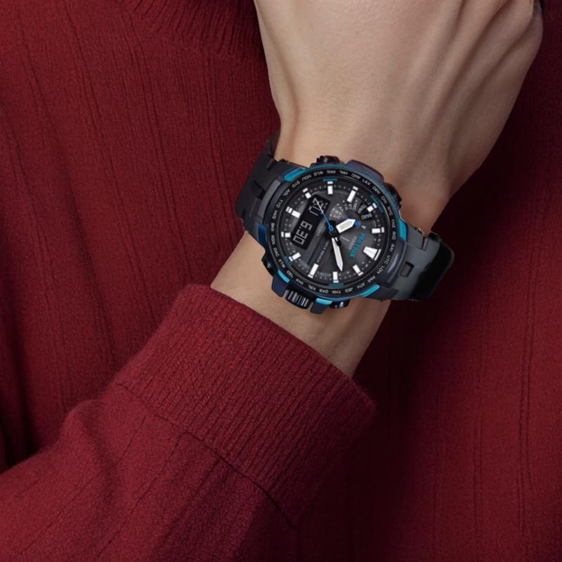 Casio PRO TREK Series-Disc Dual Display Outdoor Mountaineering Trendy Solar Wave Waterproof Multifunctional Sports Smart Watch Quartz PRW-6100Y-1APR