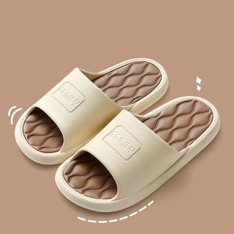 New Fashion Women Men Slippers Indoor Outdoor Flip Flops Summer Beach Sandals Soft Non-Slip Bathroom Flats Couples Home Shoes