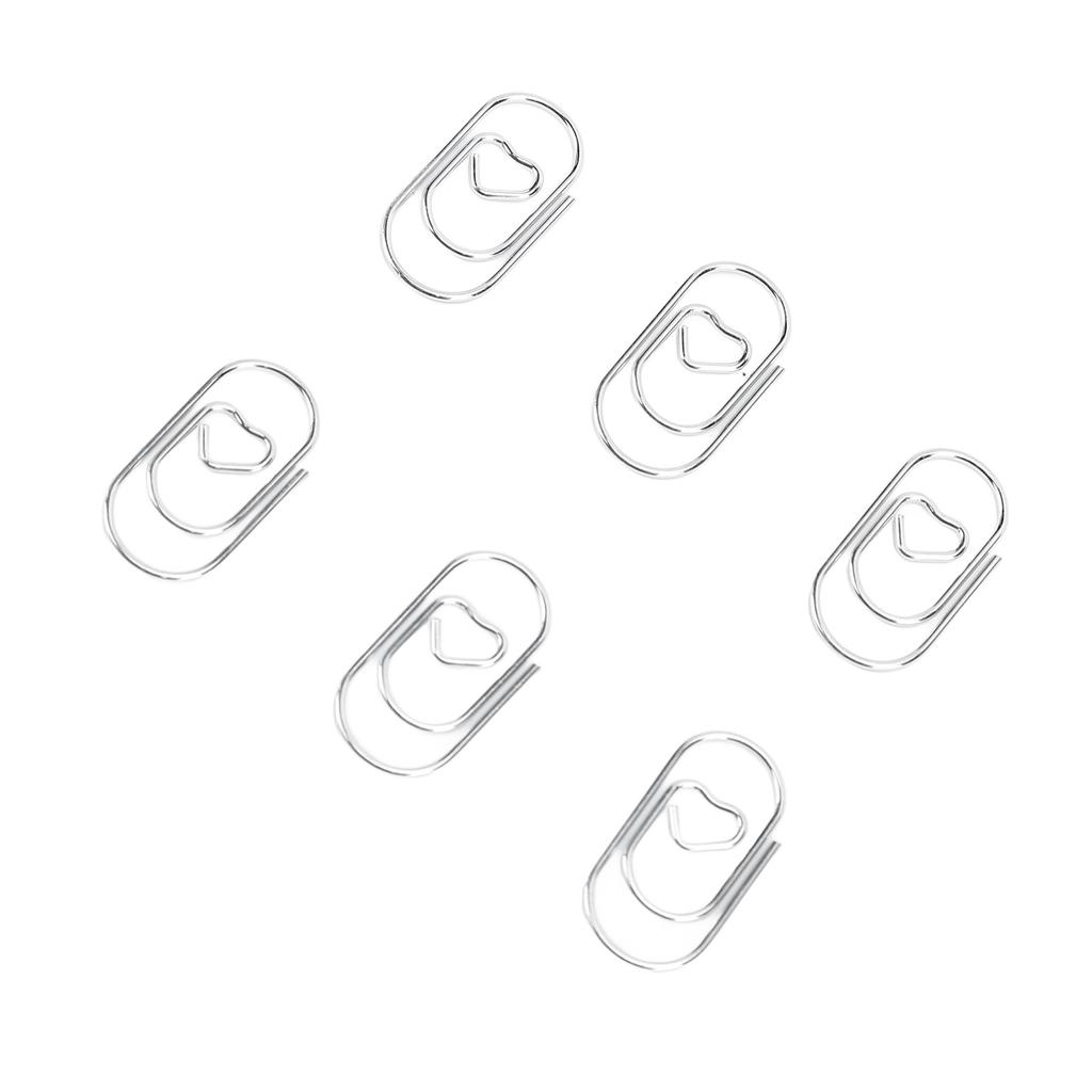 100 Buc Clips de Hârtie în Formă de Inimă Oțel Inoxidabil Antiderapant Decorative pentru Școală Birou