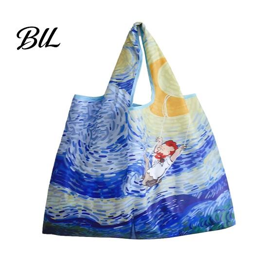 Portable Shopping Bag Reusable Foldable Polyester Tote with Reinforced Waterproof Stitching Compact Storage for Fruits Vegetables Tear-resistant A