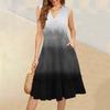 Women's Summer V-Neck Casual Pleated Ruffle Gradient Sleeveless Dresses