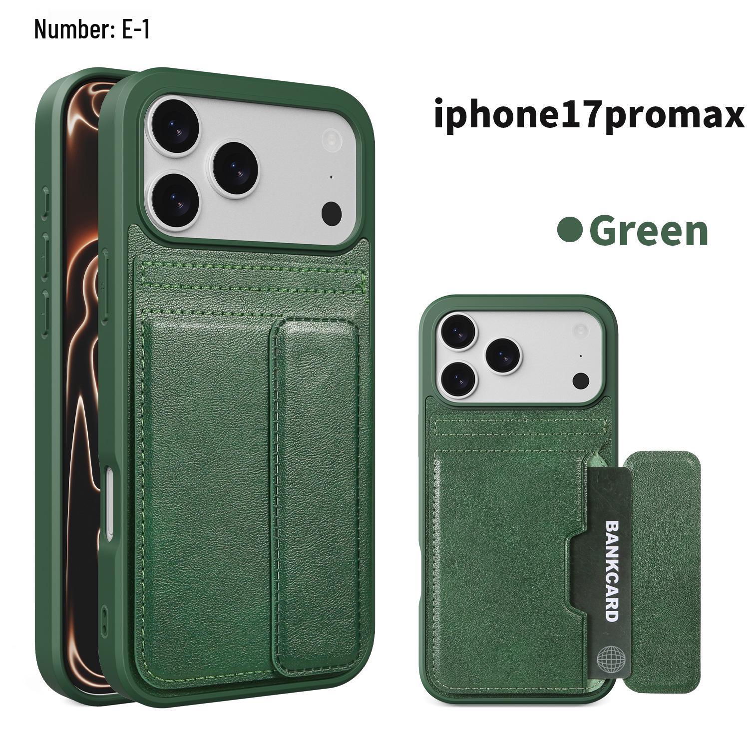 

iPhone 17 Pro Max Leather Stand Case with Card Holder, Magnetic, Anti-drop, Compatible with Apple 16 Pro iPhone 14 темно-зелений колір