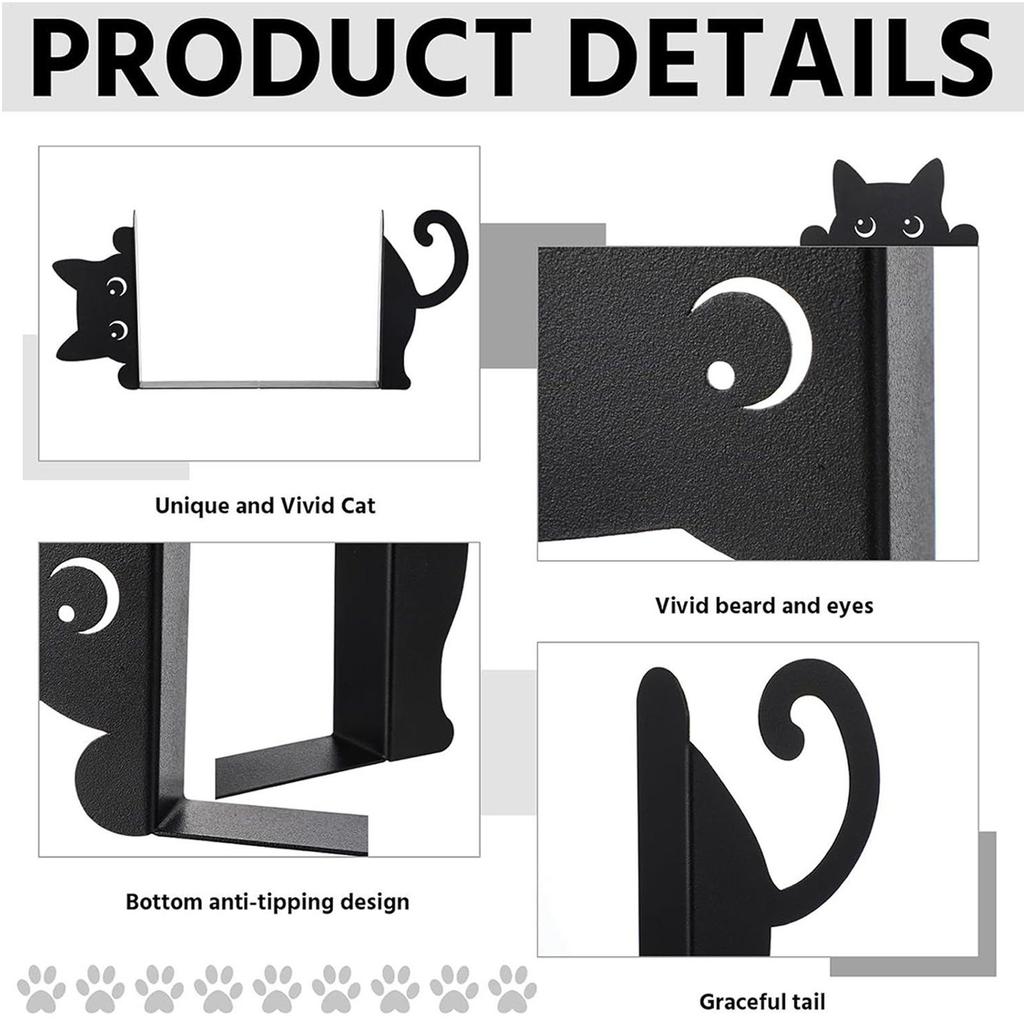 Cat Bookends 2Pcs Cat Book Ends Heavy Book Stand Shelf Book rack Iron Bookends Stand Organizer Book Home Desktop Decor