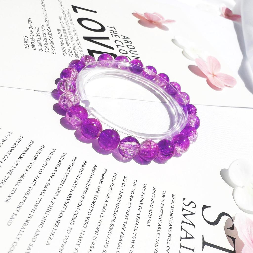 8mm Glazed Frosted Glass Bead Two-Color Wrap-Around Student Bracelet