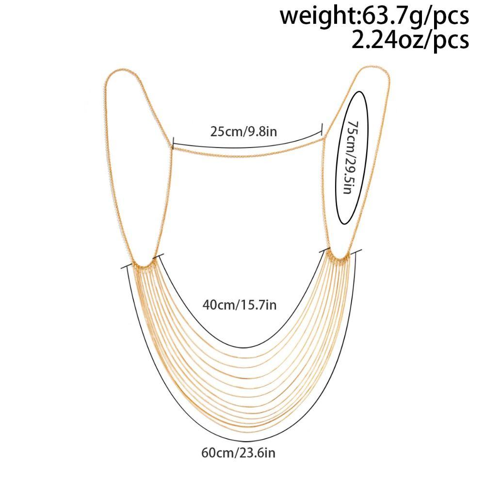 Layered Bikini Chest Chain Multi-layer Necklace Women Body Jewelry Tassels Metal Body Chain  Women