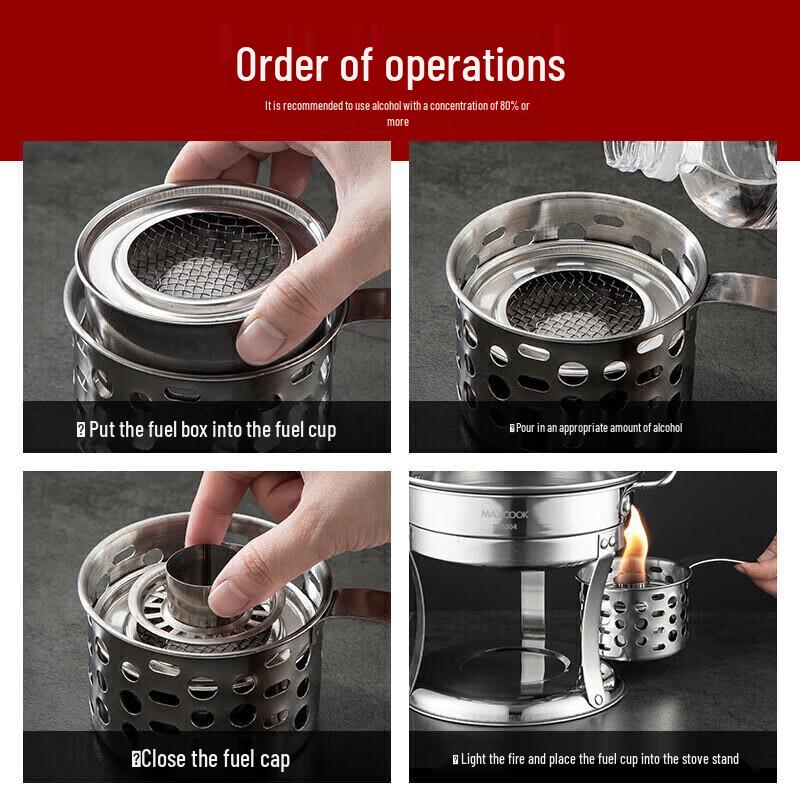 MAXCOOK 18cm 304 Stainless Steel Alcohol Hotpot