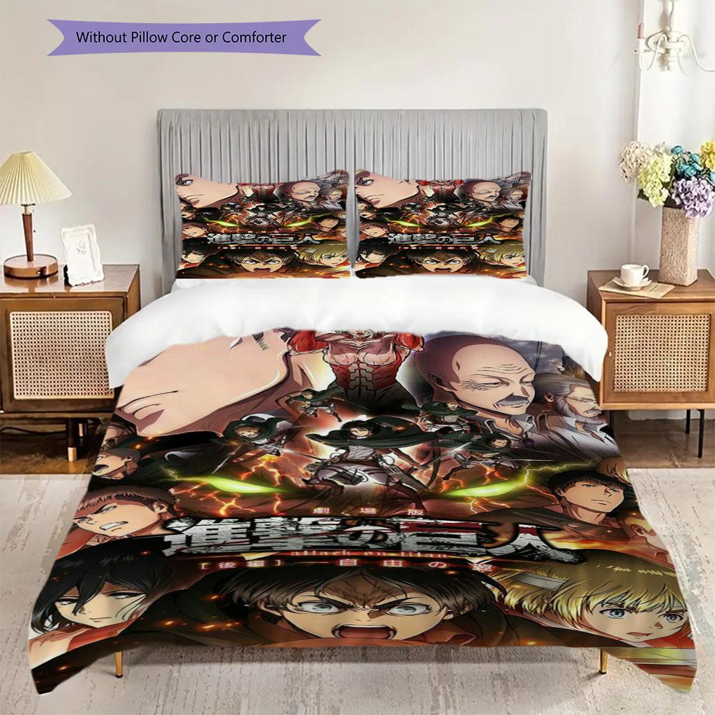 Attack Titan Comforter Set Threepiece Set 1 Duvet Cover 2 Pillowcase Without Core Duvet Cover And Pillowcase Soft And Comfortable