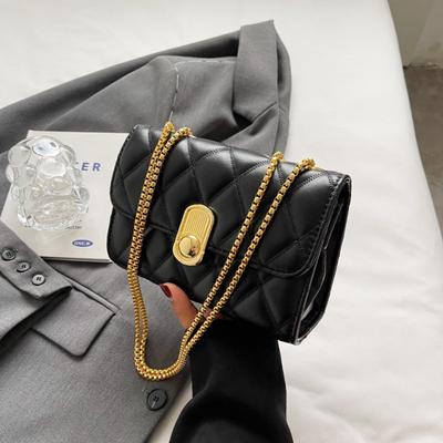 Neue Kettstickerei Faden PU Kleines quadratisches Tasche Damen Tasche Beliebte Mode Vielseitig Schulter Umhängetasche