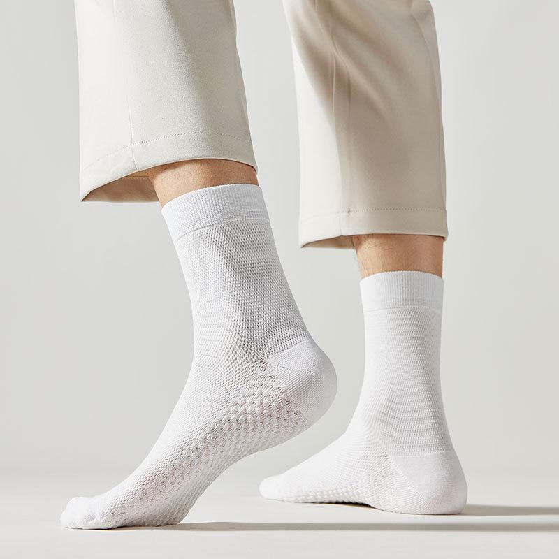 Geruchshemmende, antibakterielle und desodorierende schweißabsorbierende Herren-Mittelrohrsocken aus reiner Baumwolle für Sommer, Business-Casual-Sport-Socken, Frühlings- und Herbststile