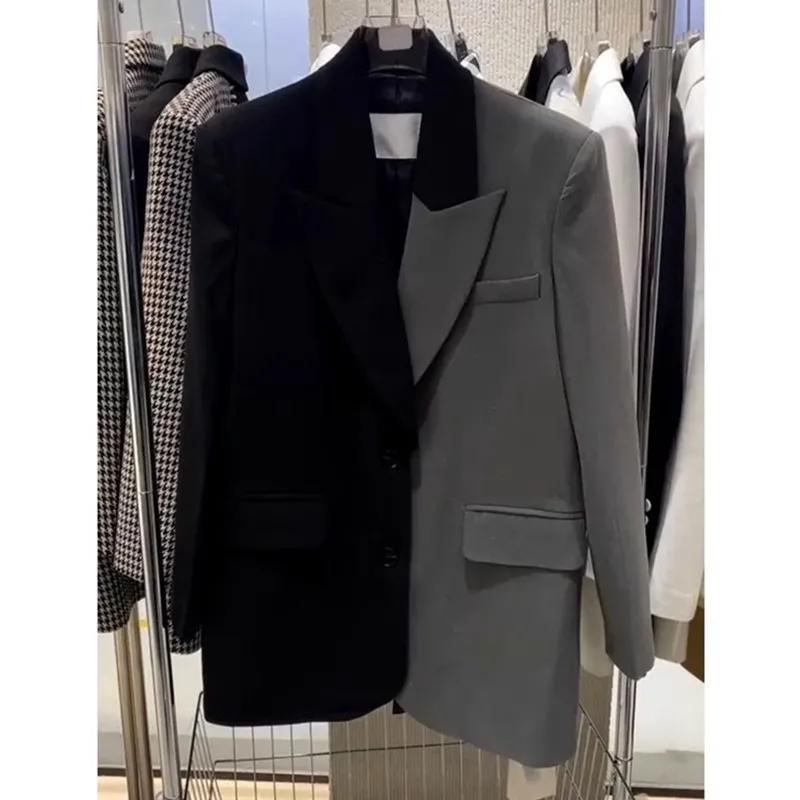 

Женский весенне-осенний дизайнерский пиджак-костюм в стиле пэчворк с контрастными цветами S