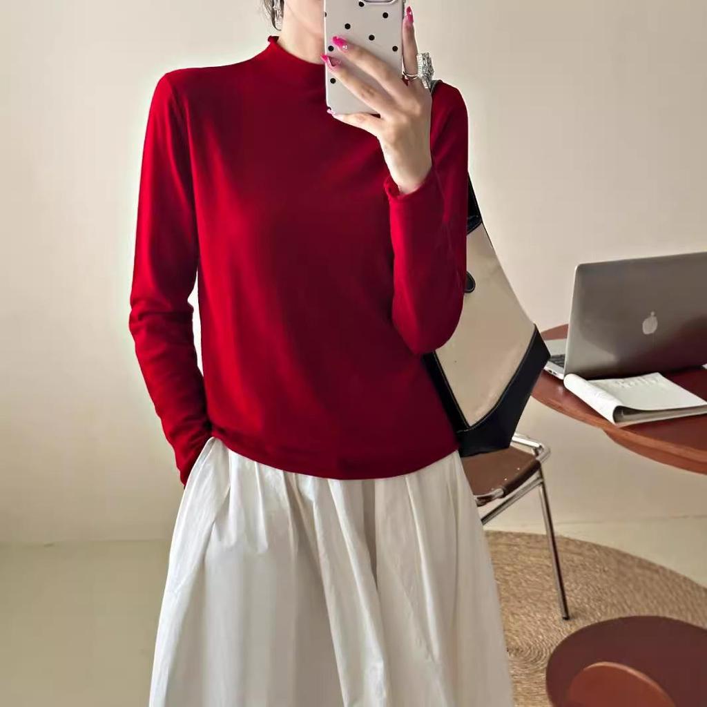 Women's 100% Superfine Merino Wool Ribbed Roll Neck Sweater - Long Sleeve Base Layer (8806)