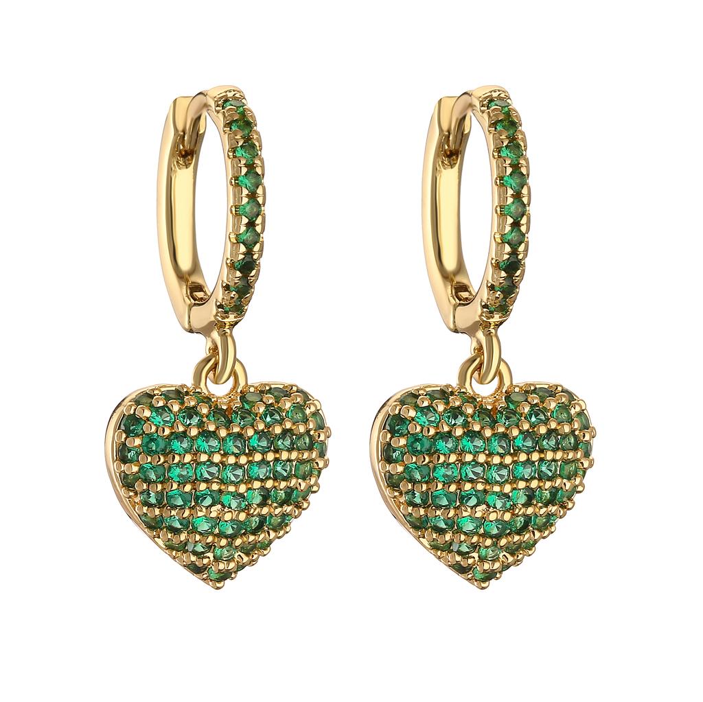 HECHENG,Hot Sale Fashion Copper Color Heart Hoop Earrings For Women Shining Cute Earrings Brincos Wedding Fine Zircon