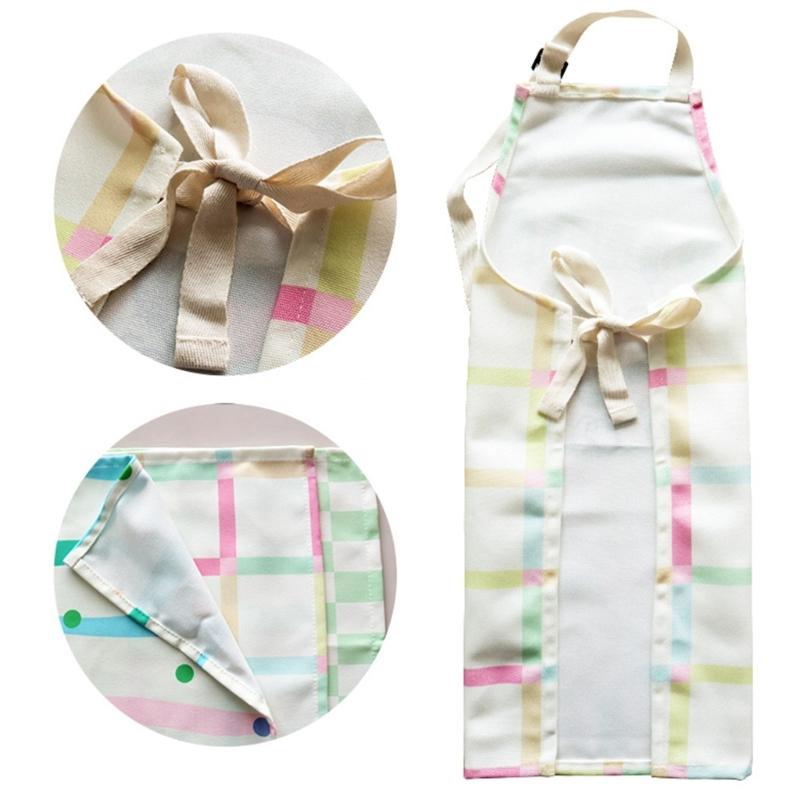 Unisex Child Apron for Cooking and Art Checkered Panda Pattern, Water Resistant, Easy Cleaning For 3 to 8 Years Old