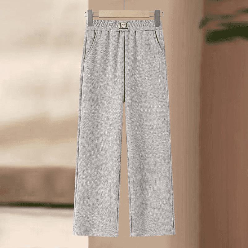 Mom's Warm Velvet Trousers: Elastic Waist, Thick Straight Leg, Spring & Autumn Style for Middle-Aged and Elderly Women
