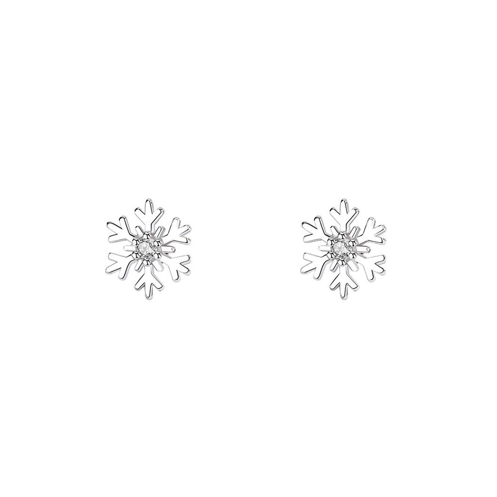 E173 -S925 Sterling Silver Snowflake Series Earrings for Women Fashionable Light Luxury Design Christmas Jewelry Gift