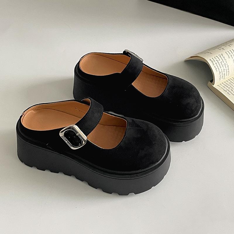 Fashion and lightweight one-pedal heightened thick-soled bag head slippers for women's summer wear 2025 new Mary Jane half slippers