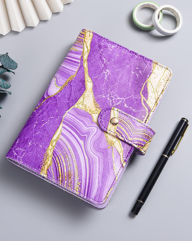 Cross-border Exclusive A6 Gold Foil Macaron PU Leather Hobonichi-Style Budget & Event Planner Notebook