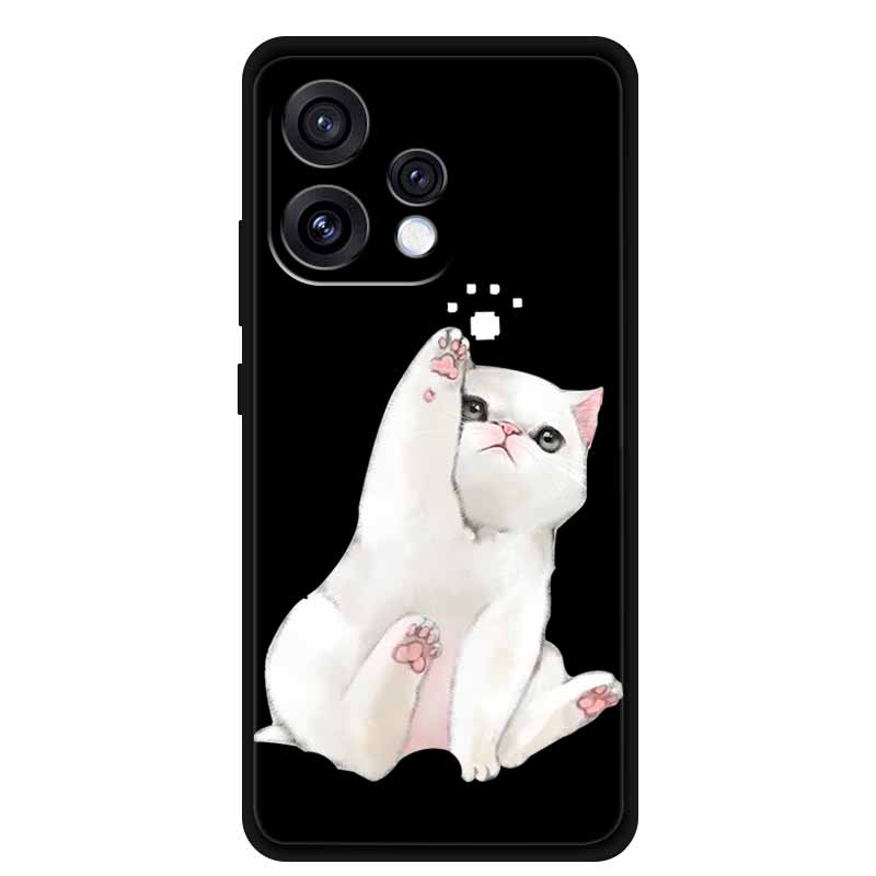 For Oppo Reno15 5G Case Flower Black Silicone Soft Protective Back Covers For Oppo Reno 15C 2025 Phone Case Coque Cartoon Shells
