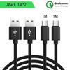 Set of 2 Micro USB Cables, 1M - Black Nylon