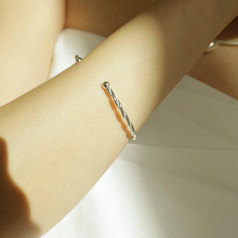 LAYERMOOD [HEART] Twist ball bangle-(925silver)