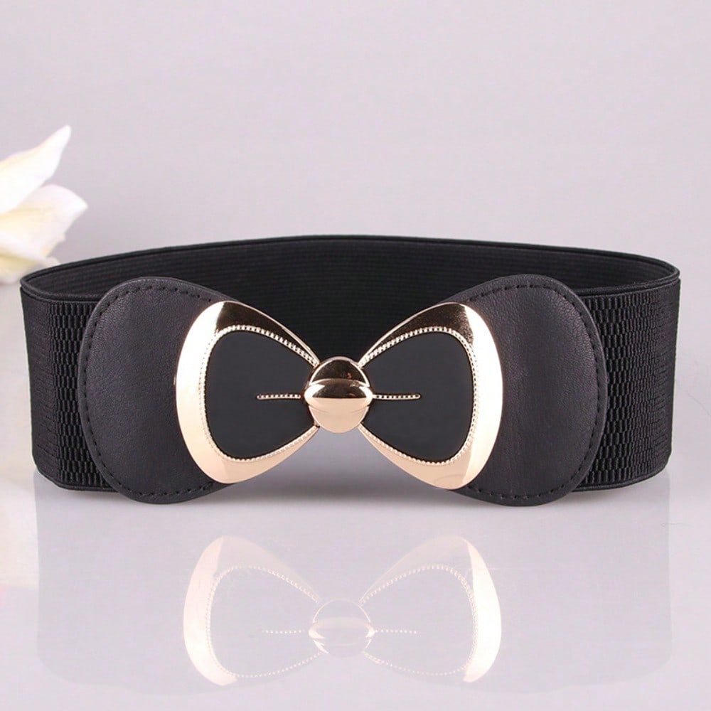 Nouvelle Mode Ceinture Polyvalente Ceinture pour Femme Ceinture Élastique à Nœud Ceinture Scellante pour la Taille 70CM noir