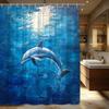 1pc Extra Large Dolphin Shower Curtain - Ocean Bathroom Decor with Leaping Dolphin Design, Machine Washable Polyester Fabric,