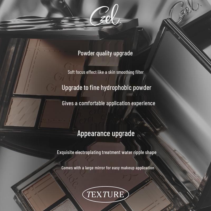 CZEL Earth Tone Eyeshadow & Blush Palette: Gray-Pink Gradient, Matte, Light Makeup All-in-One