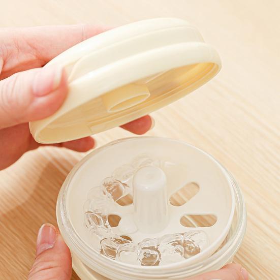 Travel Retainer Case Denture Bath Box with Strainer Basket Portable Orthodontic Retainer Case with Mirror for Braces Dentures Cleaning