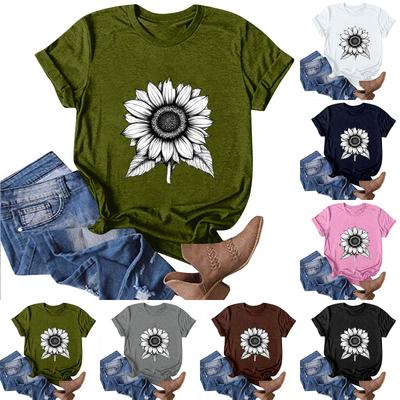Damenmode Lässig Bedrucktes Rundhalspullover Kurzarm T-Shirt Top